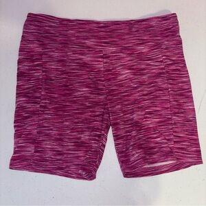 No Boundaries Women's Pink Marled Bike Shorts with pocket